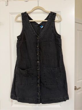 Old Navy Black Denim Button-Front Mini Dress